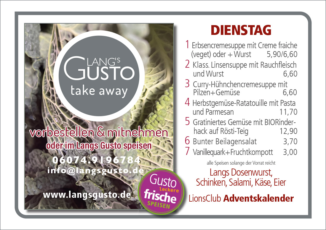 Gusto-Tagesplan-Dienstag