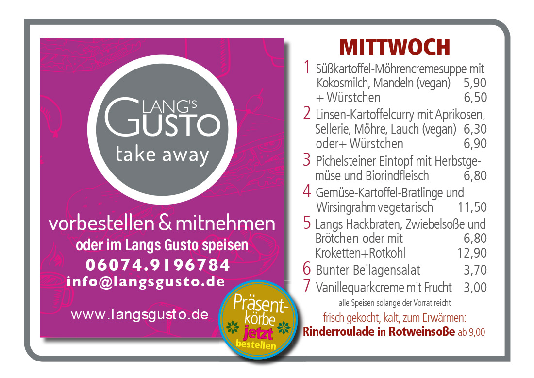 Gusto-Tagesplan-Mittwoch