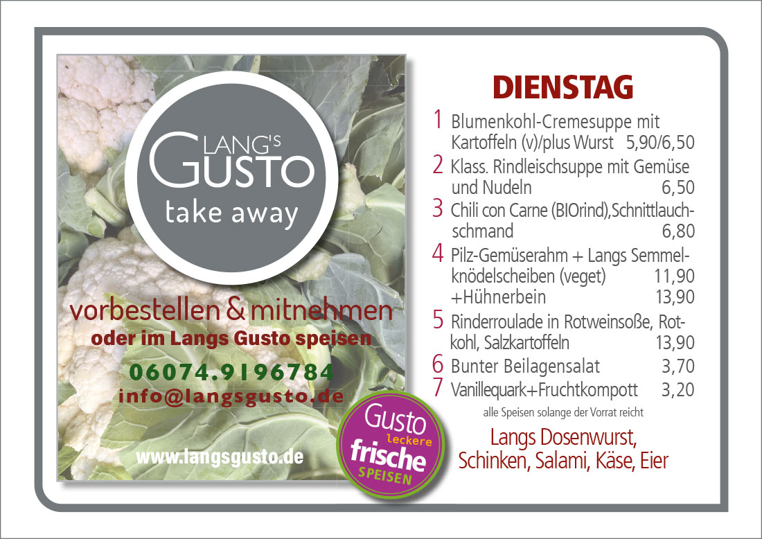 Gusto-Tagesplan-Dienstag