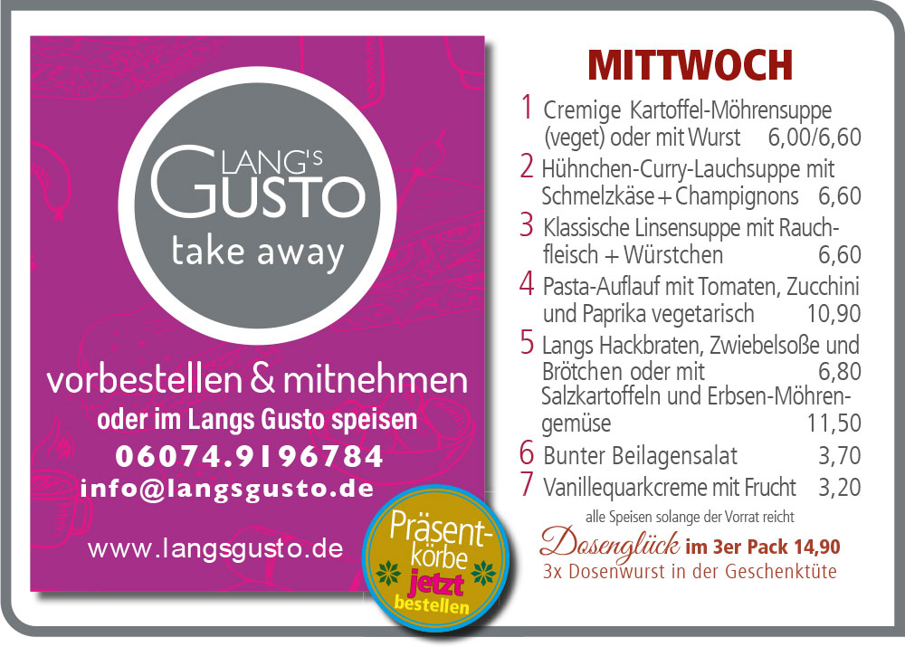 Gusto-Tagesplan-Mittwoch