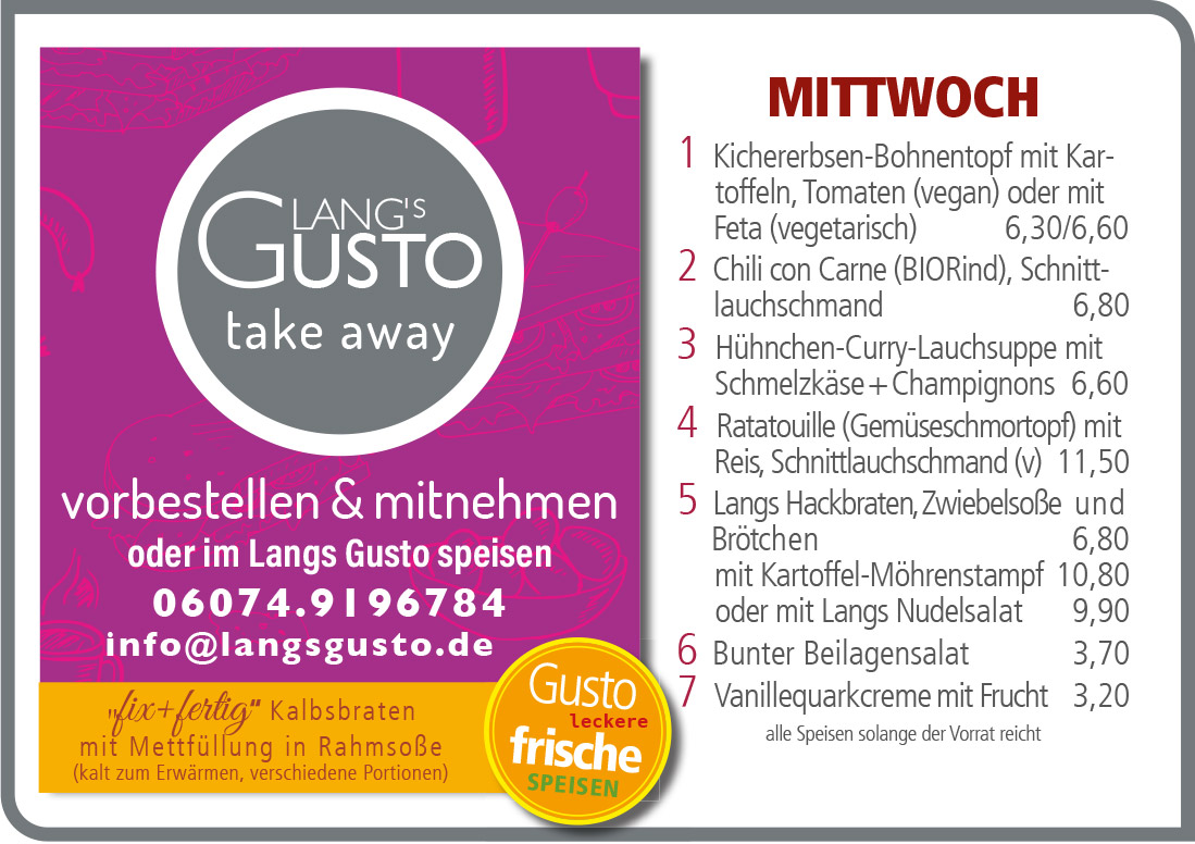 Gusto-Tagesplan-Mittwoch