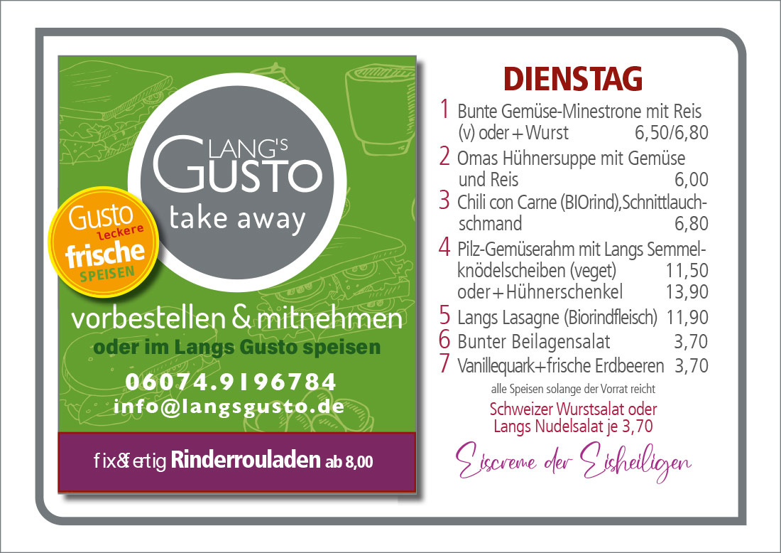 Gusto-Tagesplan-Dienstag