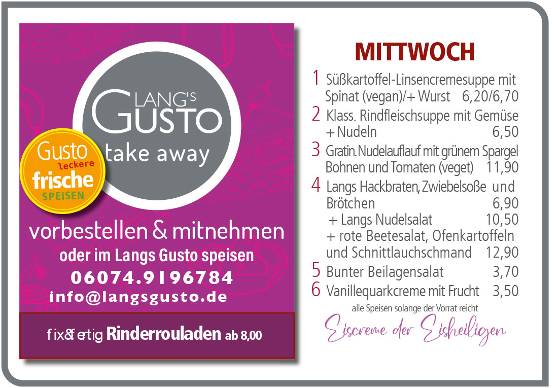 Gusto-Tagesplan-Mittwoch