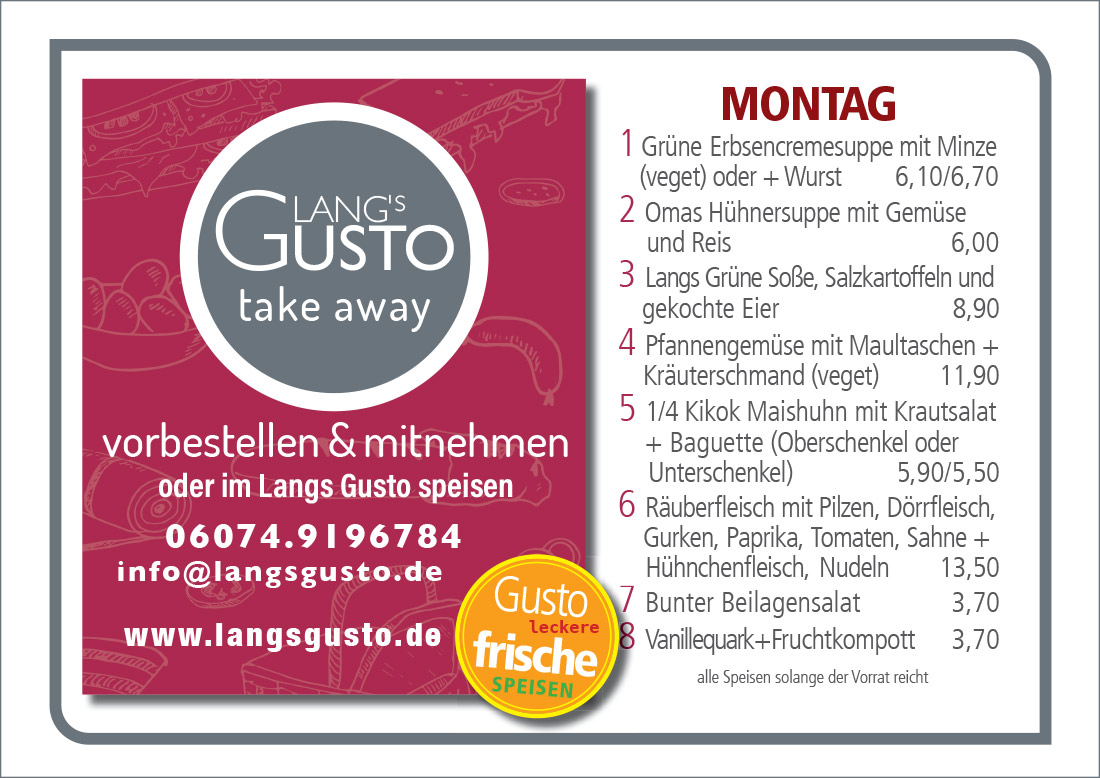Gusto-Tagesplan-Montag