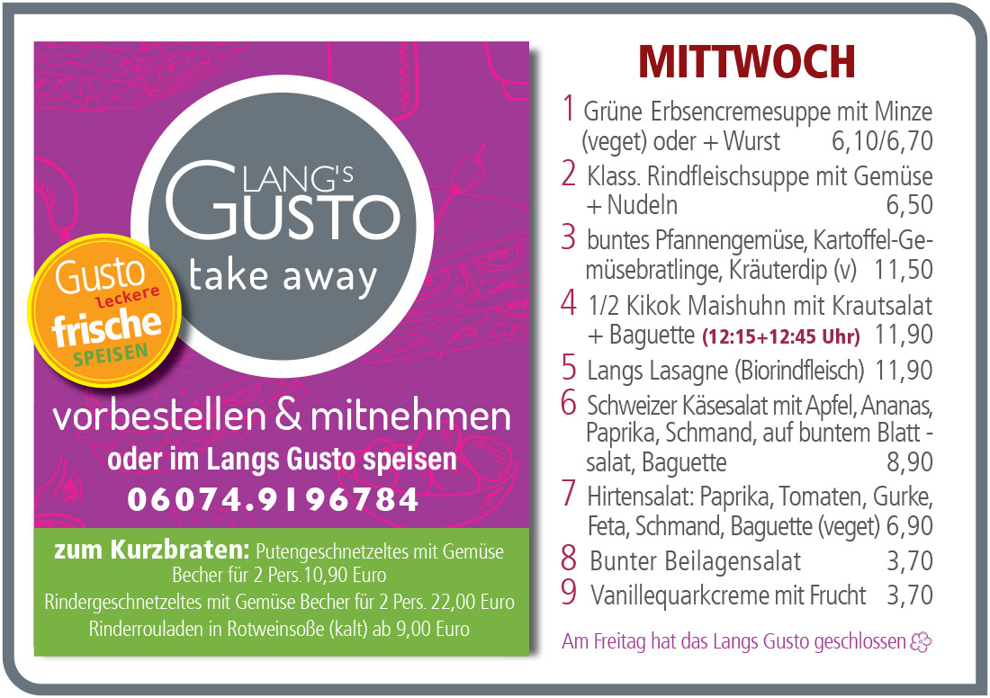 Gusto-Tagesplan-Mittwoch