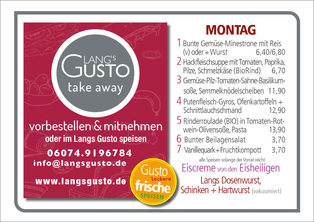 Gusto-Tagesplan-Montag