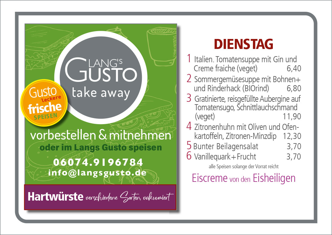 Gusto-Tagesplan-Dienstag