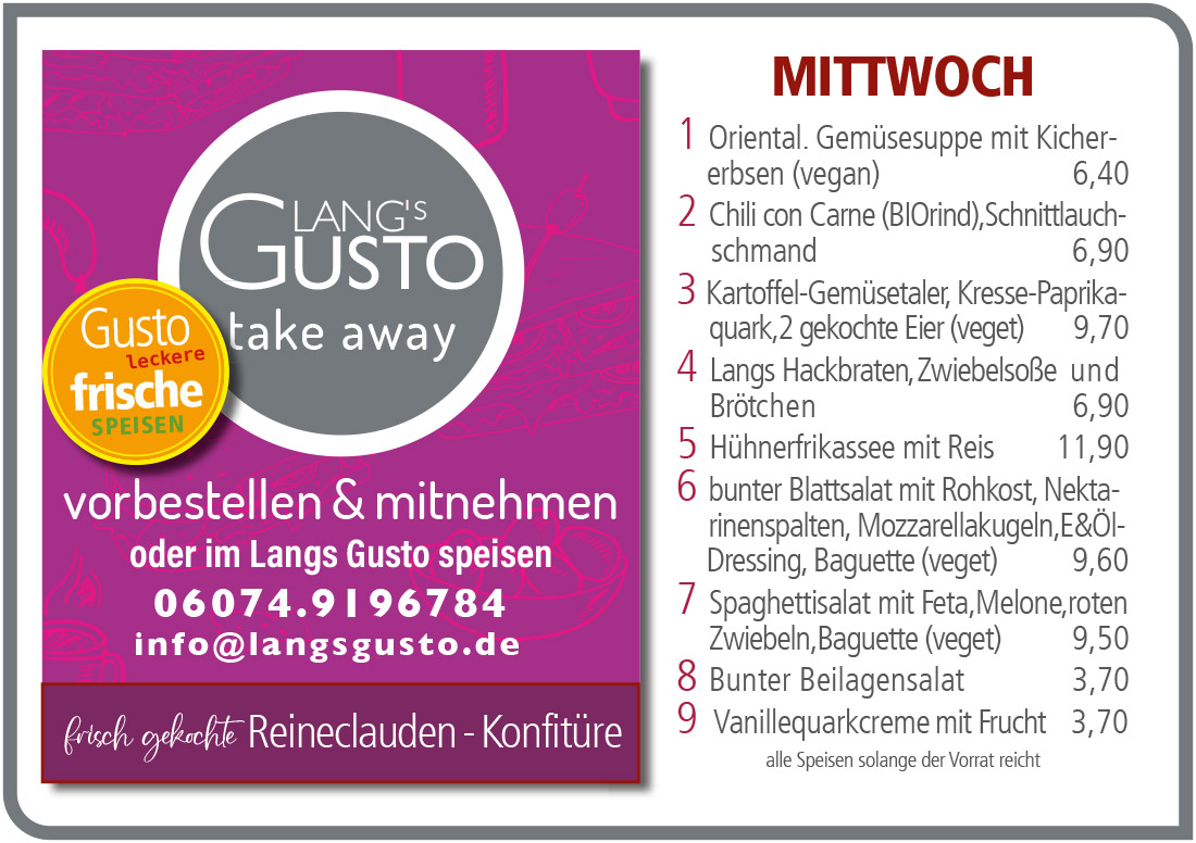 Gusto-Tagesplan-Mittwoch