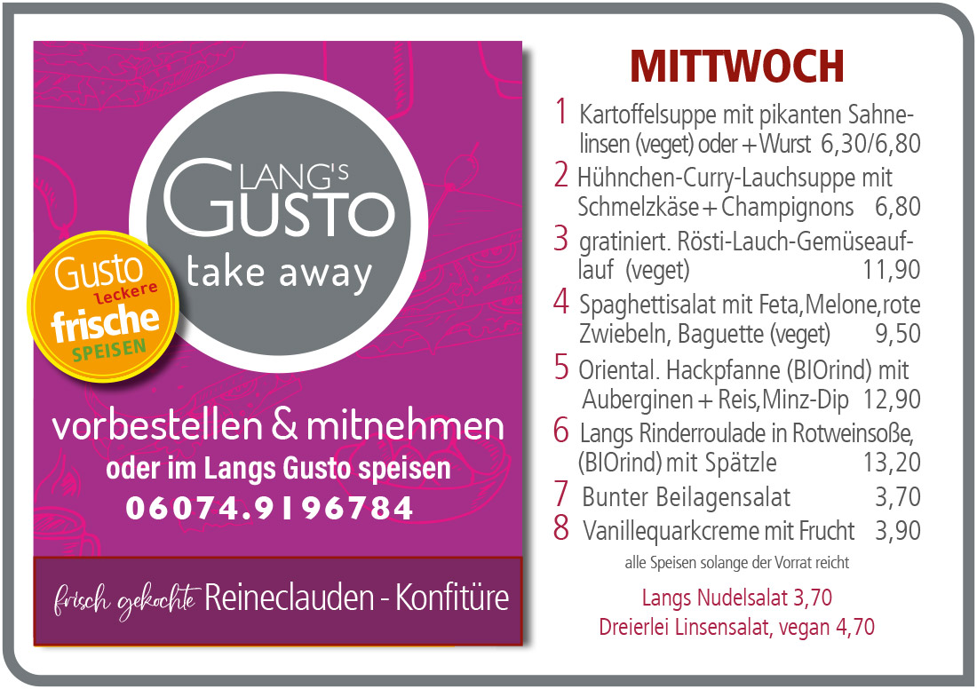 Gusto-Tagesplan-Mittwoch