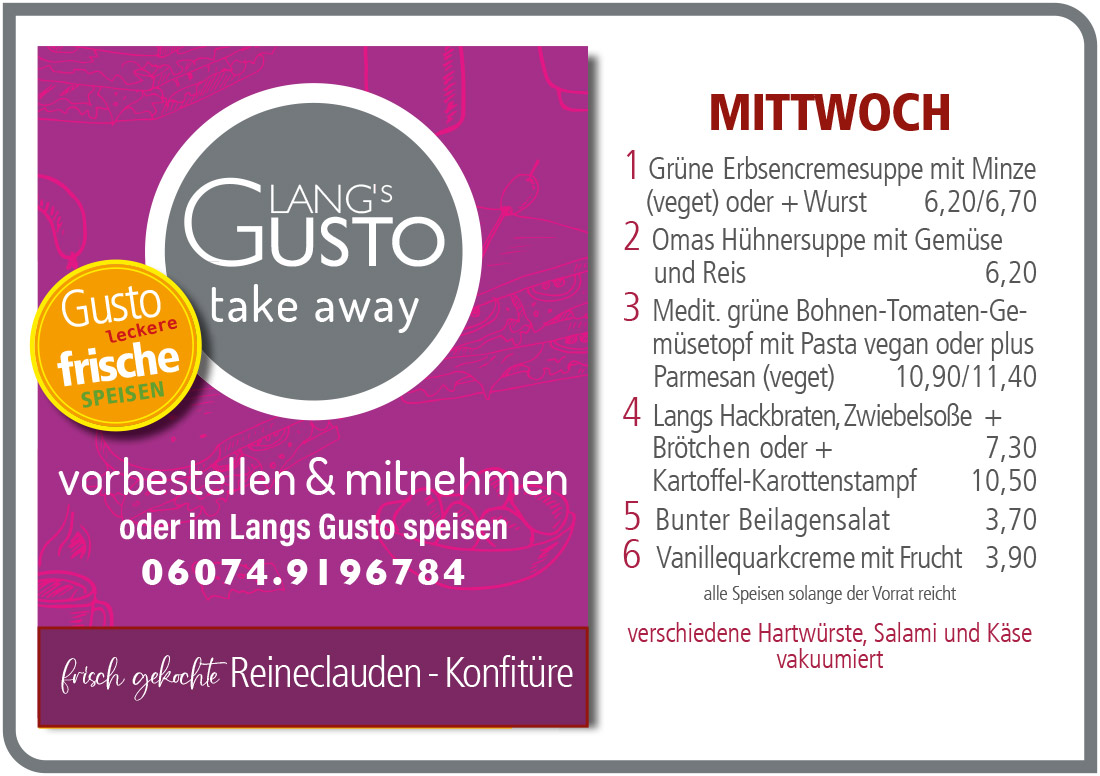 Gusto-Tagesplan-Mittwoch