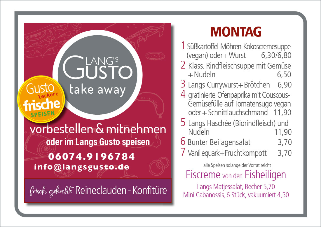 Gusto-Tagesplan-Montag