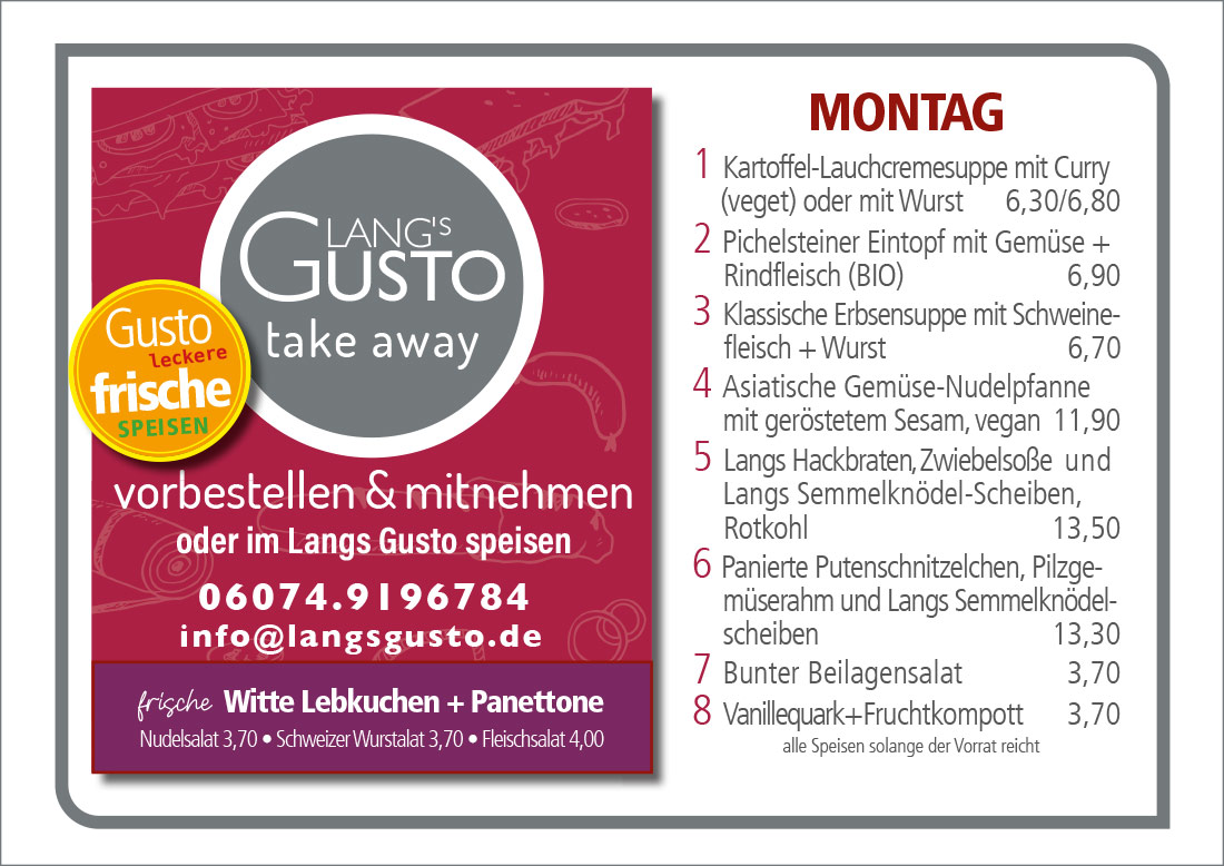 Gusto-Tagesplan-Montag