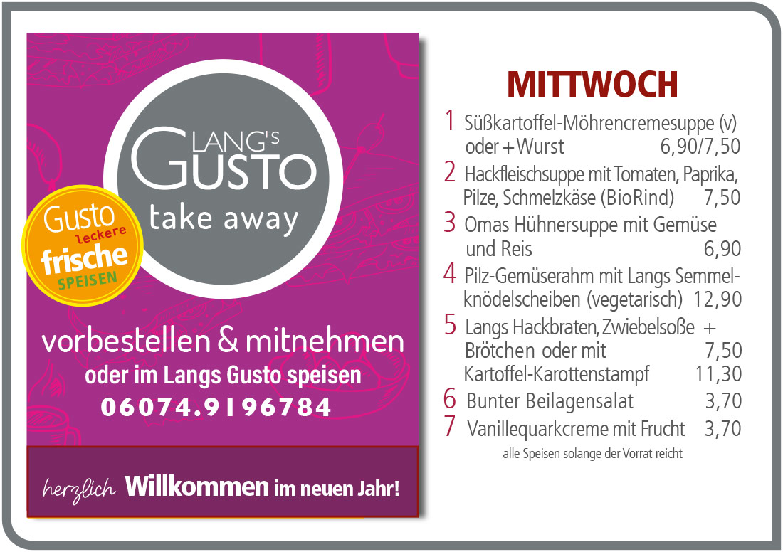 Gusto-Tagesplan-Mittwoch