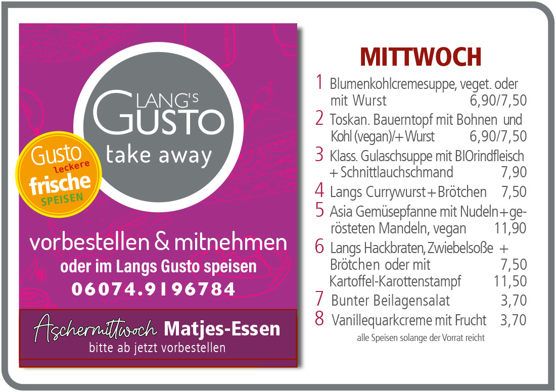 Gusto-Tagesplan-Mittwoch