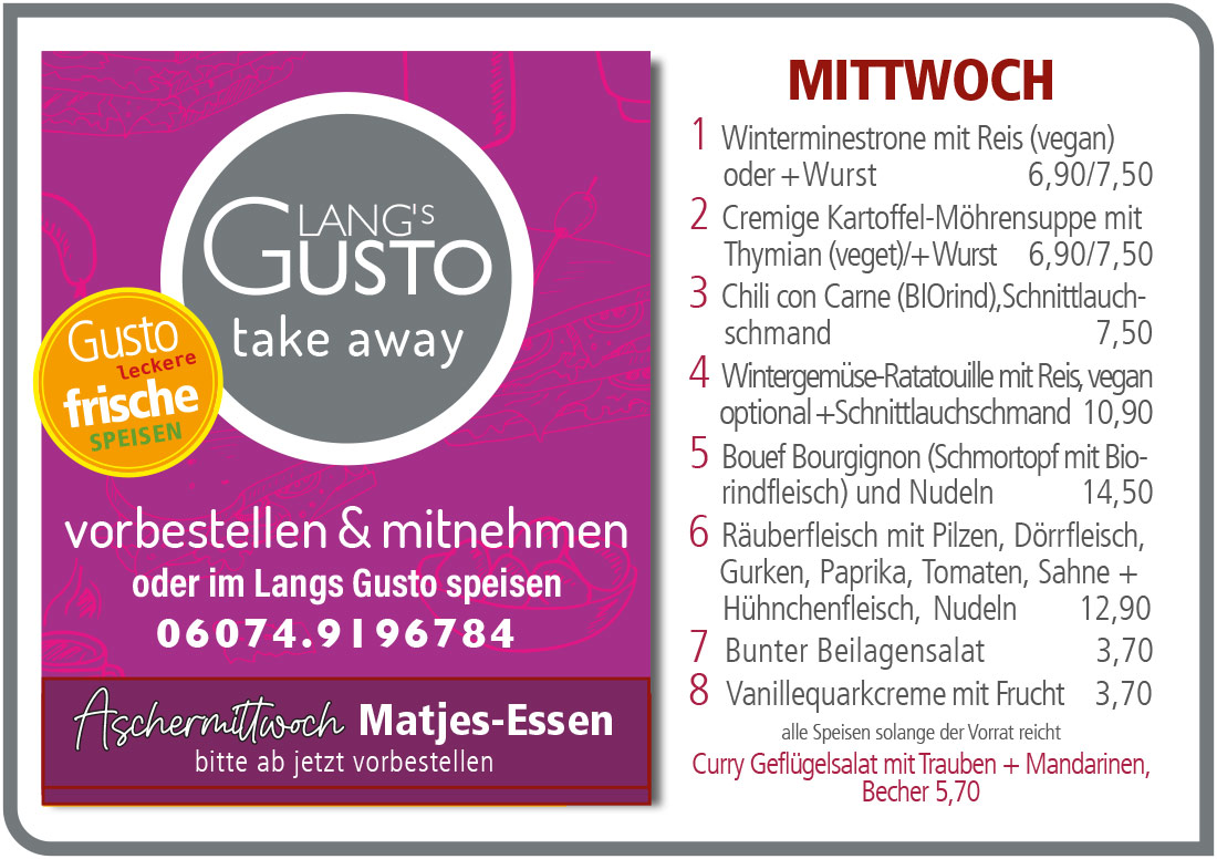 Gusto-Tagesplan-Mittwoch