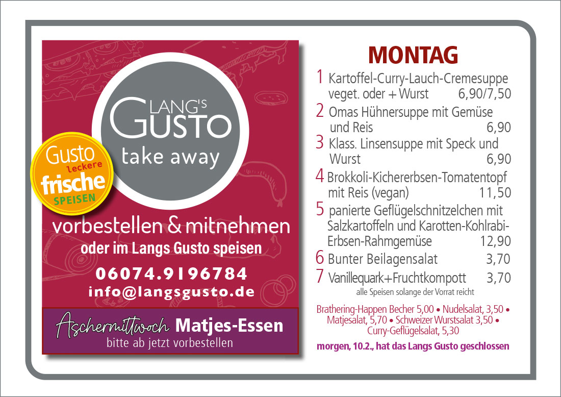 Gusto-Tagesplan-Montag