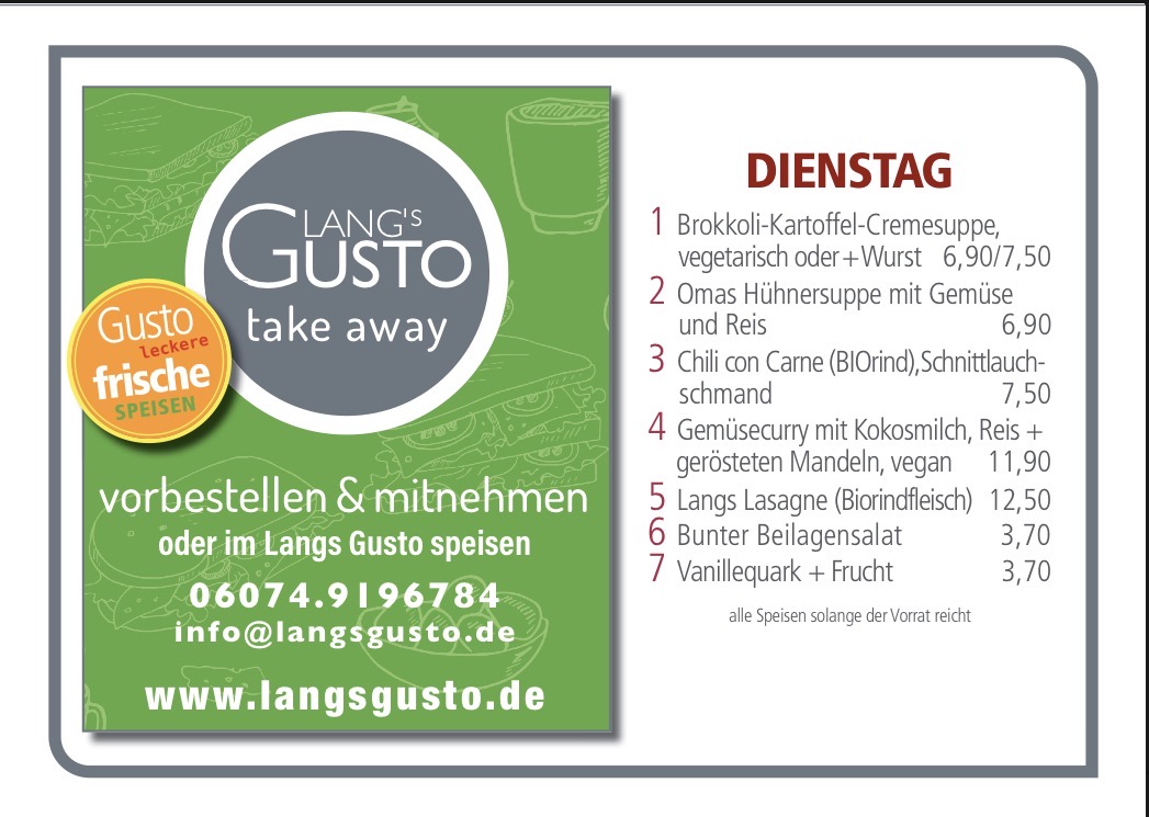 Gusto-Tagesplan-Dienstag
